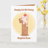 unisex baby ice cream 1st Birthday add sentiment 