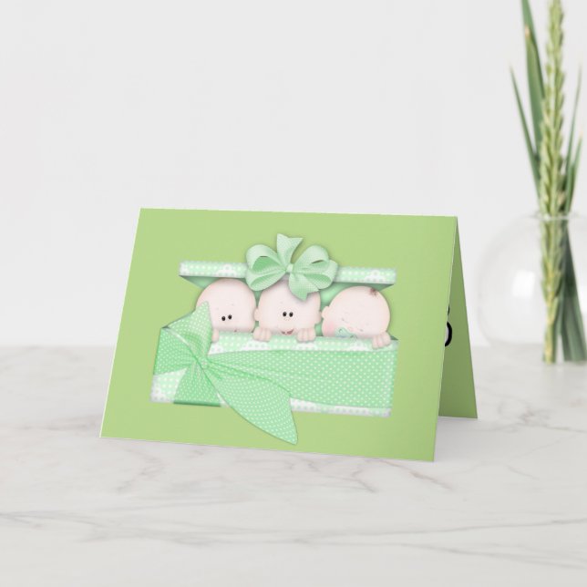 Unisex baby Triplets add words greeting card (Front)