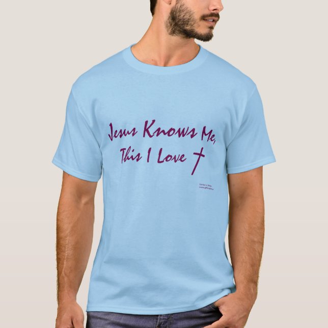 Unisex Basic-T, light colours: "Jesus Knows Me, T-Shirt (Front)