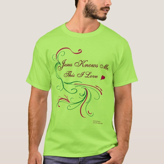 Unisex Basic-T, lime: "Jesus Loves Me, This I Know T-Shirt (Front)