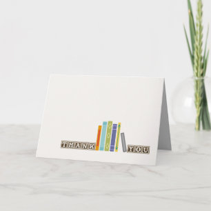 Unisex Book-Themed Thank You Card (Blank Inside)