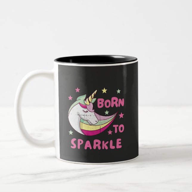 Unisex Born to Sparkle Two-Tone Coffee Mug (Left)