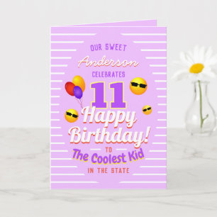 Unisex Cool Kid with Sun Emojis Balloons Birthday Card
