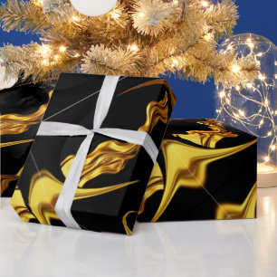 Unisex Elegance: High-Contrast Black & Gold Artist Wrapping Paper