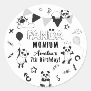 Unisex Fun Panda-Monium Kids Birthday Party Classic Round Sticker