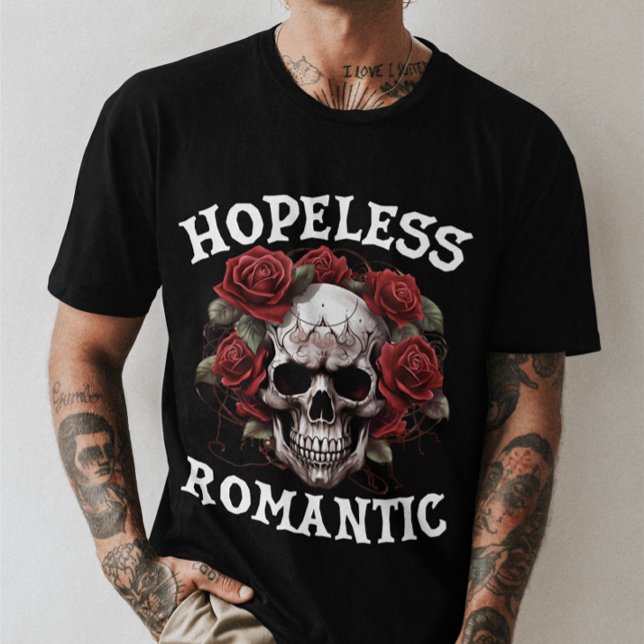 Unisex Halloween "Hopeless Romantic" Gothic Skull  T-Shirt (Creator Uploaded)