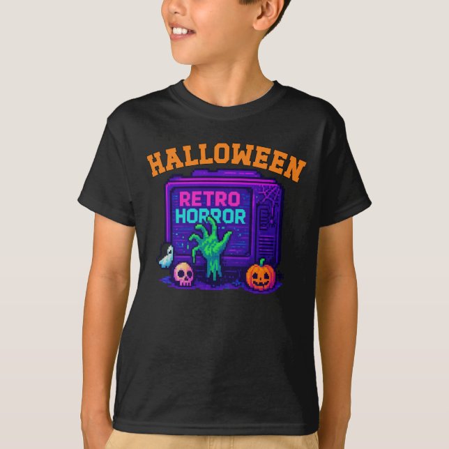 Unisex Halloween Pixel Apparel Retro male female T-Shirt (Front)