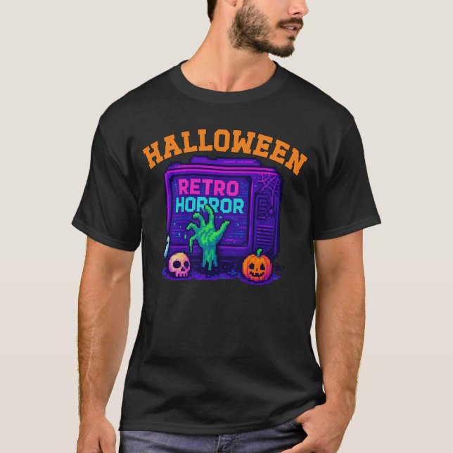 Unisex Halloween Pixel Apparel Retro male female T-Shirt (Front)