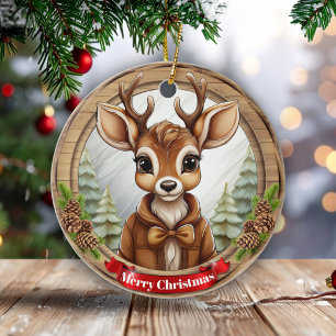 Unisex Hanging Artwork Pinecone Deer Gift Tag 🦌🎄 Ceramic Tree Decoration