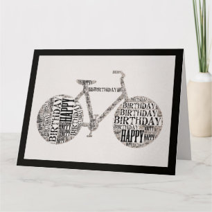 Unisex Happy Birthday Typography Bicycle Card