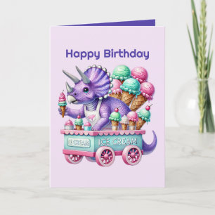Unisex kids dinosaur ice cream party card