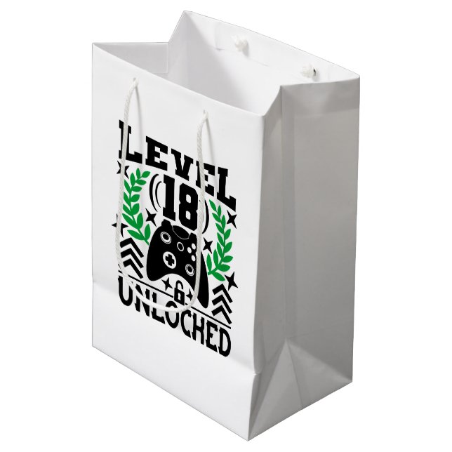 Unisex kids gamer Birthday age eighteen Medium Gift Bag (Front Angled)