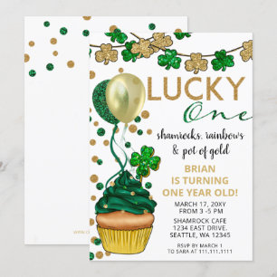 Unisex Lucky One St Patrick First Birthday Party Invitation