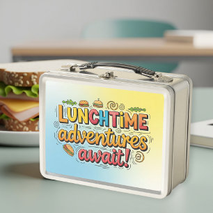 Unisex Metal Lunch Box with Trendy Graphic