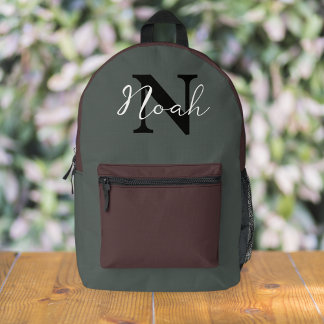 Unisex military green canvas travel backpack. printed backpack
