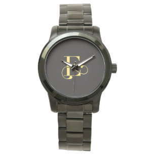 Unisex Monogram  Oversize Black Bracelet Watch