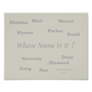 Unisex Names on Picture, by MMetropolim Photo Print