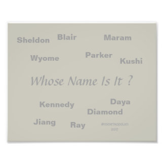 Unisex Names on Picture, by MMetropolim Photo Print