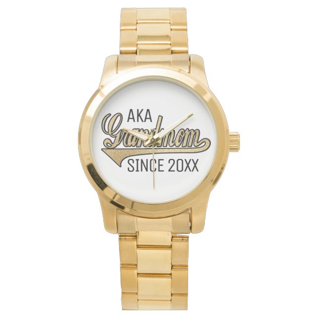 Unisex Oversized Gold Bracelet Watch Grandmom (Front)