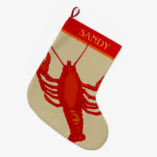 Unisex Red Lobster Crustacean Personalised Large Christmas Stocking