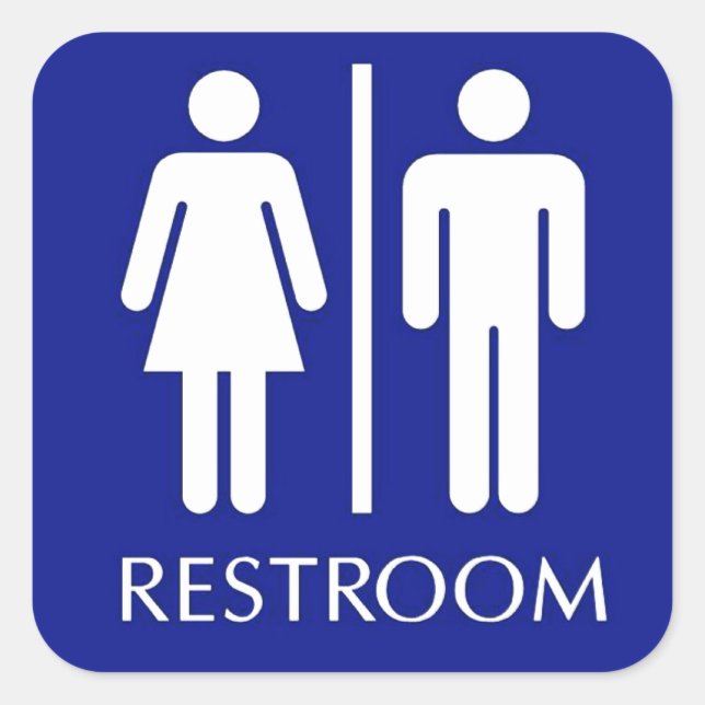 Unisex restroom sign square sticker (Front)