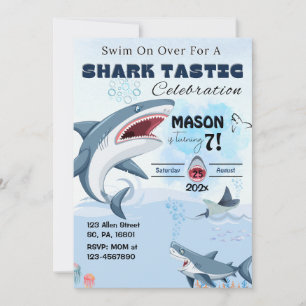 UNISEX SHARK TASTIC BIRTHDAY PARTY Invitation