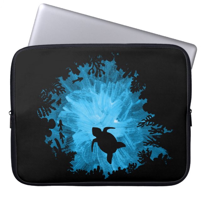 Unisex Turtle Coral Reef Silhouette Mens Womens Laptop Sleeve (Front)