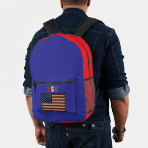 Unisex USA American Flag Retro Printed Backpack