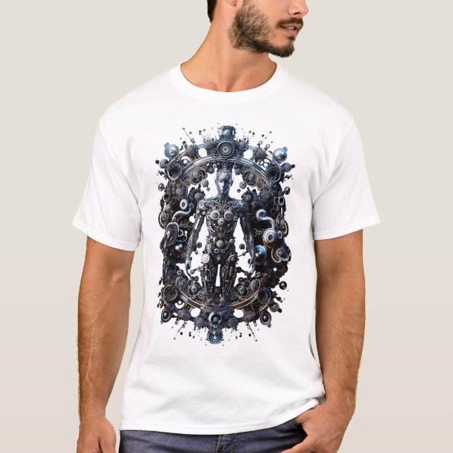 Unisex White Futuristic AI Symphony T-Shirt (Front)