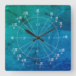 Unit Circle Clock-Blue Square Wall Clock