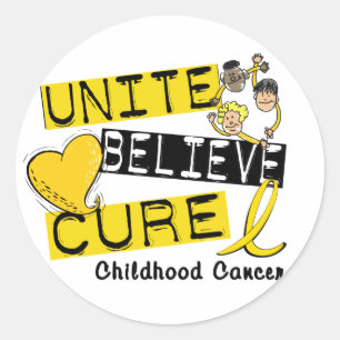 UNITE BELIEVE CURE Childhood Cancer Classic Round Sticker