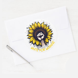 Unite for Ukraine Sunflower & Fist Classic Round Sticker