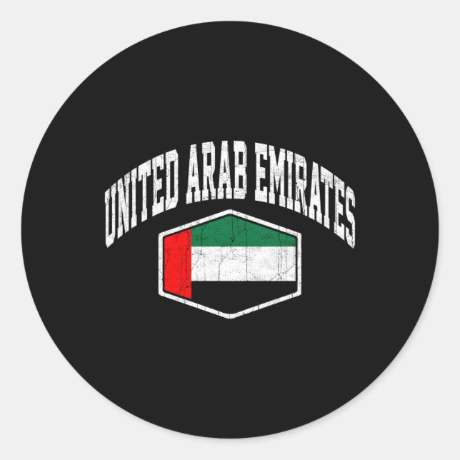 United Arab Emirates Flag Throwback Classic Round Sticker (Front)