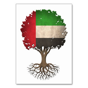 United Arab Emirates Flag Tree of Life Customizabl Table Number