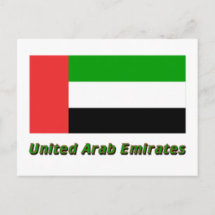 United Arab Emirates Flag with Name Postcard