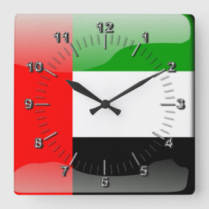 United Arab Emirates glossy flag Square Wall Clock