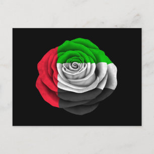 United Arab Emirates Rose Flag on Black Postcard