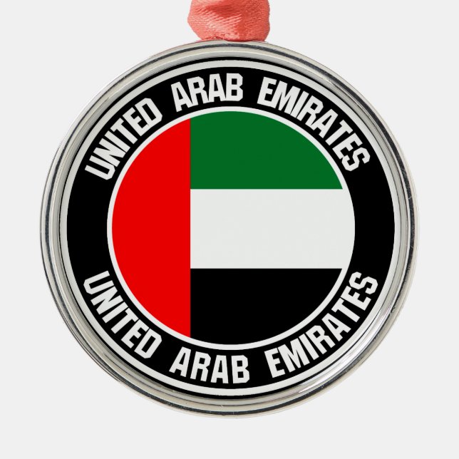 United Arab Emirates Round Emblem Metal Tree Decoration (Front)