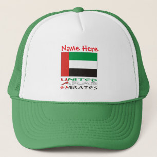 United Arab Emirates UAE Flag Red Personalise Name Trucker Hat