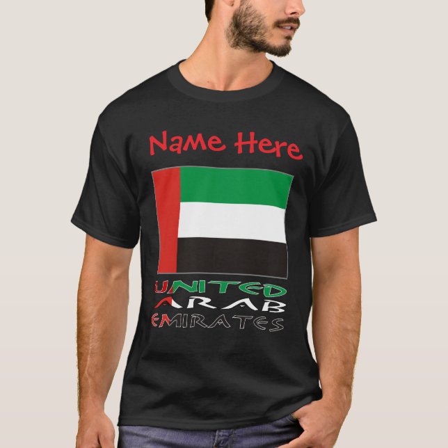 United Arab Emirates UAE Flag Red Personalize Name T-Shirt (Front)