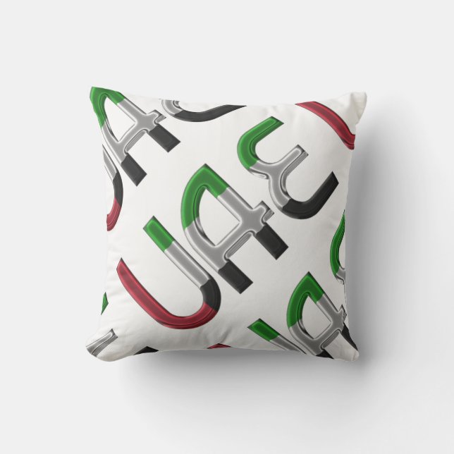 United Arab Emirates UAE Flag Typography Souvenir Cushion (Front)