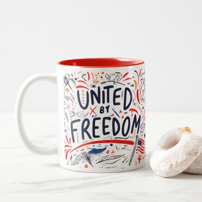 United by Freedom Two-Tone Coffee Mug (With Donut)