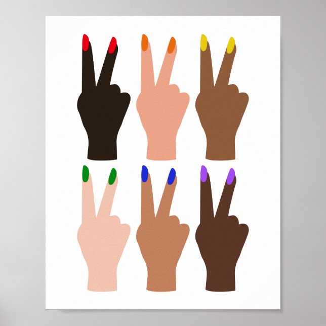 United Diversity Peace Signs Rainbow Colours (Front)
