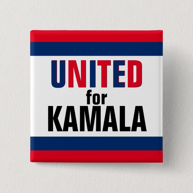 United for Kamala Harris President 2024 15 Cm Square Badge (Front)