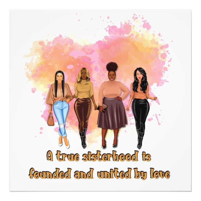 United Hearts: Celebrating Diversity in Sisterhood Photo Print (Front)