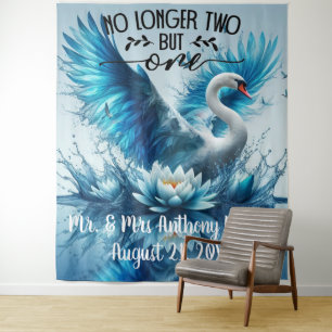 United in Grace – Swan Wedding Backdrop Tapestry