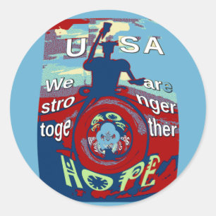 United in Hope: Stronger Together - USA Art Print Classic Round Sticker
