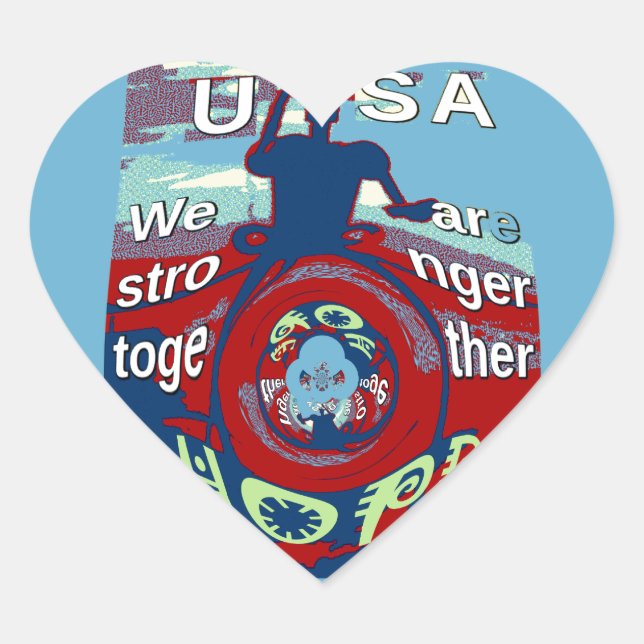 United in Hope: Stronger Together - USA Art Print  Heart Sticker (Front)