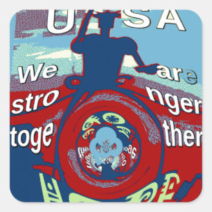 United in Hope: Stronger Together - USA Art Print Square Sticker