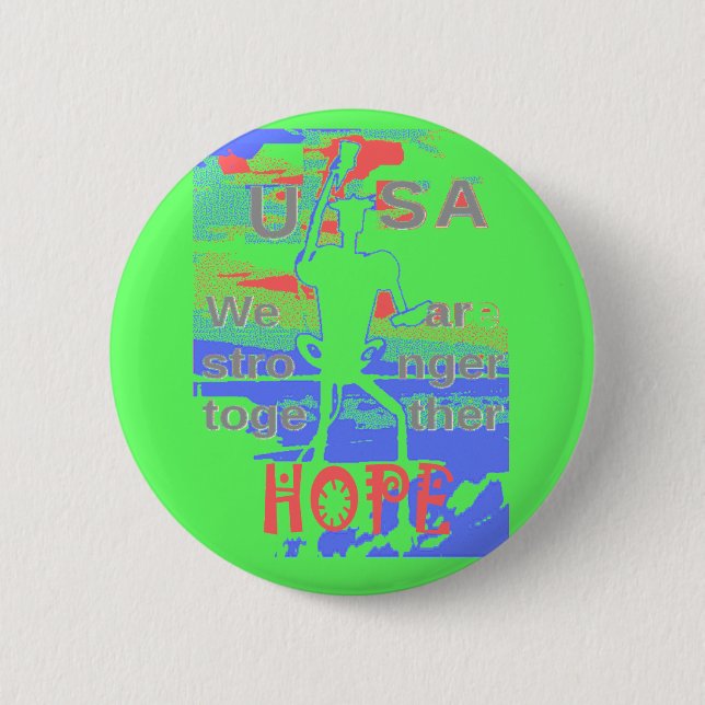 United in Hope: Stronger Together - Vibrant USA  6 Cm Round Badge (Front)